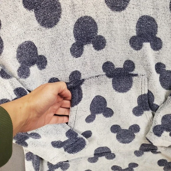 Disney Women Mickey Lounger Hood Sleep Night Shirt Sherpa Pajamas Blue Sz Large - Picture 2 of 8
